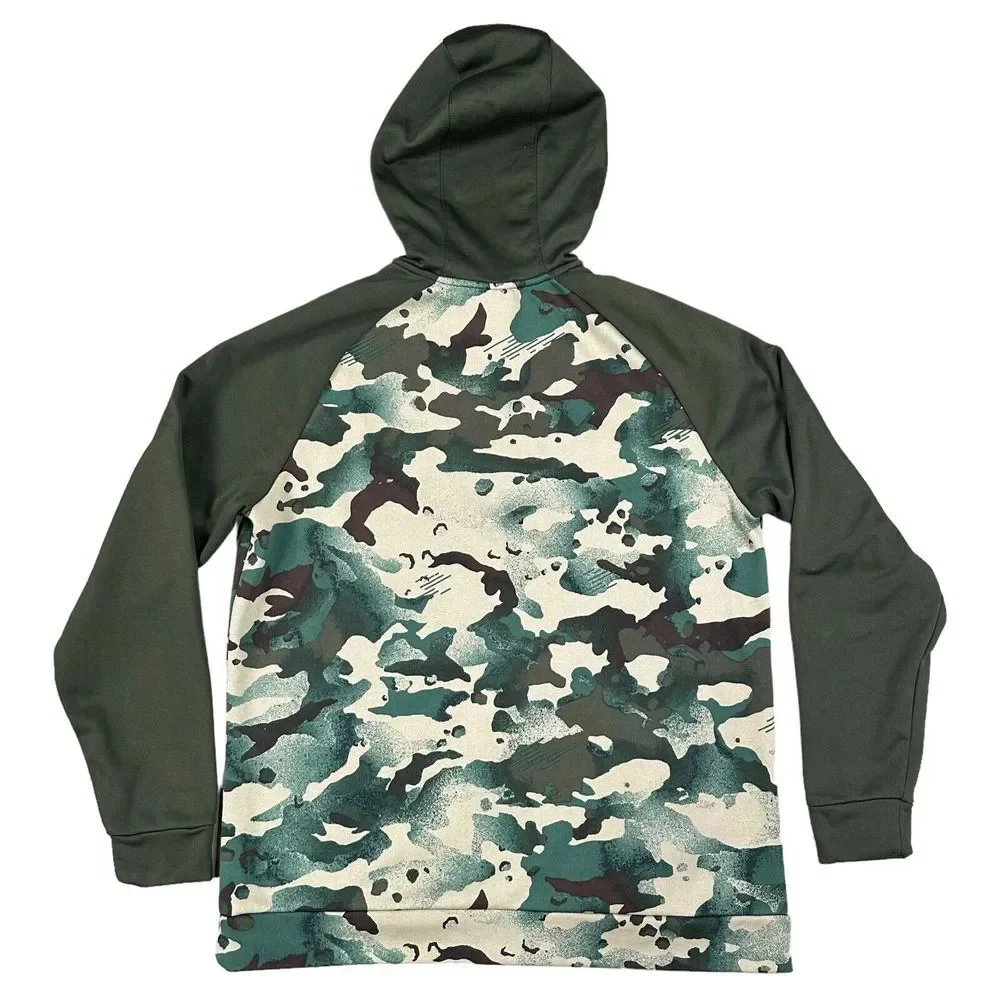 Nike Mens Large Green Camouflage Hoodie Pullover With Pockets Long Sleeve‎